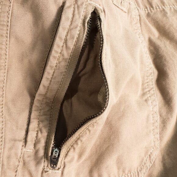 Eddie Bauer Blakely Fit 7" Shorts Womens 16 Tan Ripstop Cotton Flap Pockets - Picture 9 of 16